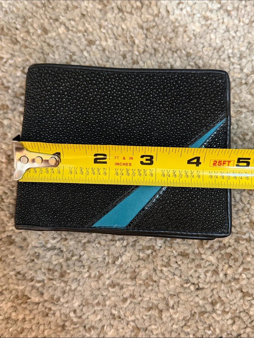 ROTA Genuine Stingray Leather Bifold Wallet Black Blue Exotic Leather Men’s